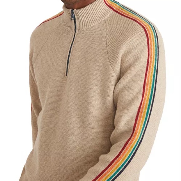 Men's Marine Layer Archive Krew Sweater Rainbow Stripe Medium - Picture 3 of 11